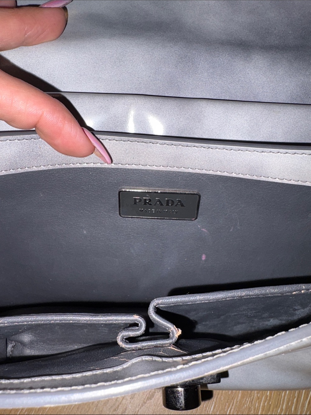 Prada Light Gray Ombre Leather Crossbody Bag - Picture 2 of 5